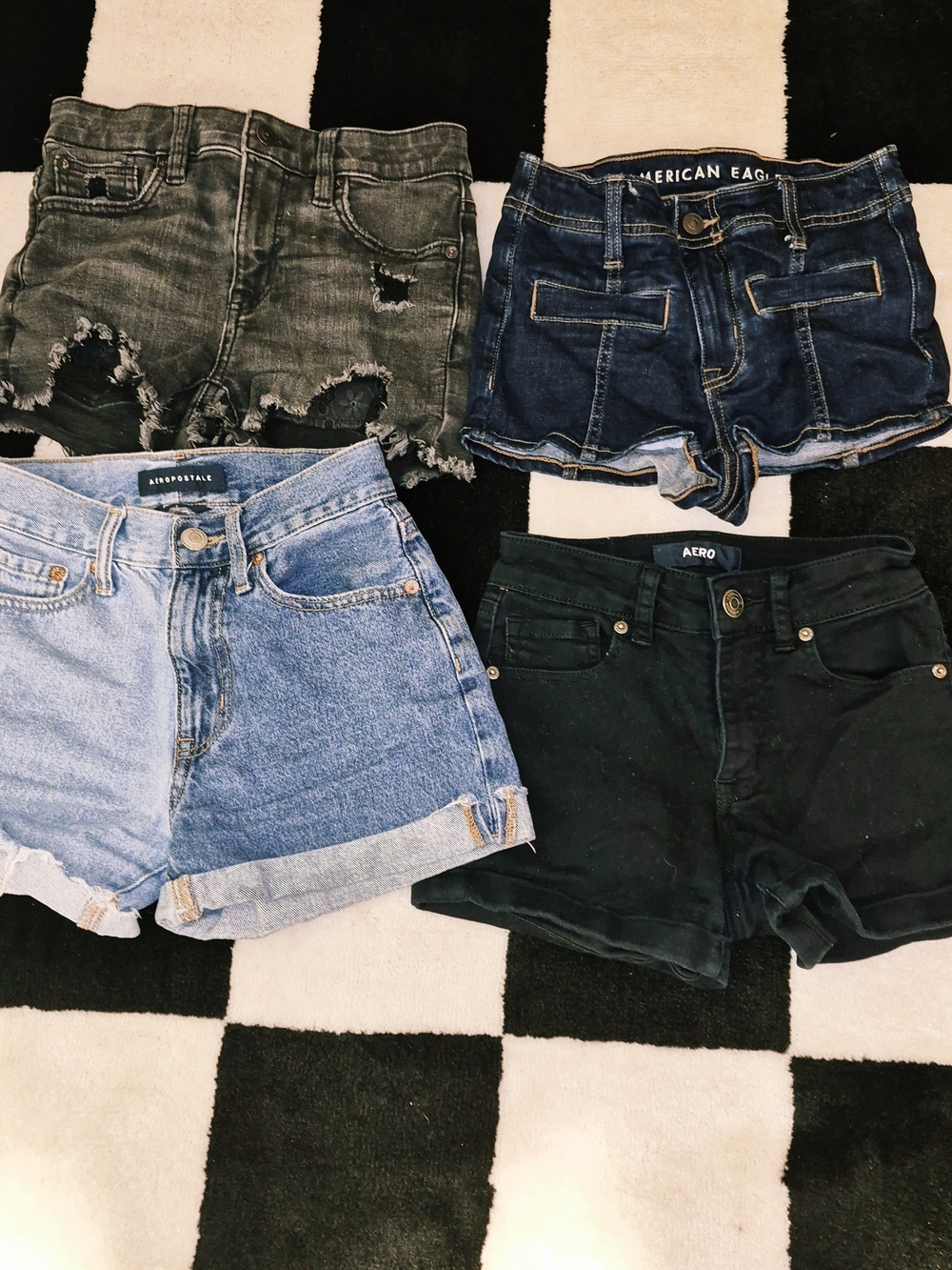 Black High-Rise Denim Shorts